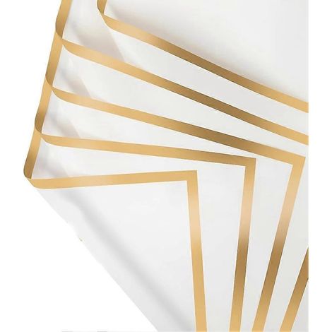 20 feuilles de papier cadeau fleuri 58 x 58 cmimperméablebord doréblanc. (1/5)