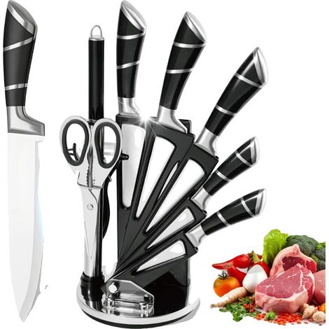 Ensemble de Couteaux de Cuisine, Acier Inoxydable à Haute Carbone, Poignée Ergonomique (1/2)