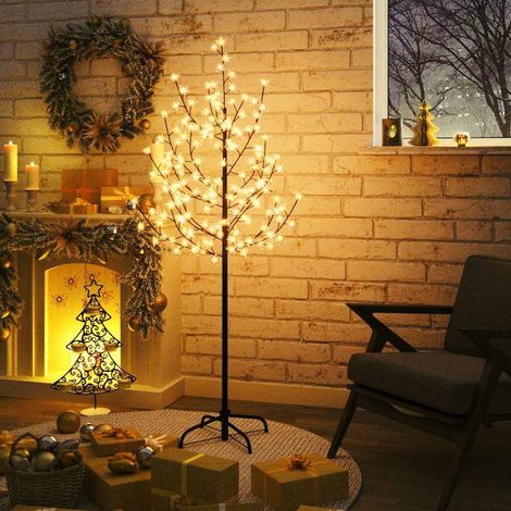 vidaXL Árbol LED con flor de cerezo 120 LED blanco cálido 150 cm (1/5)