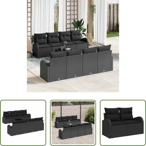 Terrassensofa - Gartensofa-set Schwarz 55 x 55 x 37 cm Poly-Rattan (1/5)