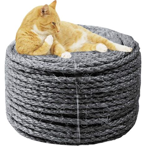 6mm Corde pour réparation et Remplacement de Chat Scratch Pilier, Rayure Arbre, Chat Rayure Tampon/Tapis/Botteur Jouet, Tuyau/Escaliers/Pneu Emballage, Accueil Décoration, 6mm50m, Gris (1/5)