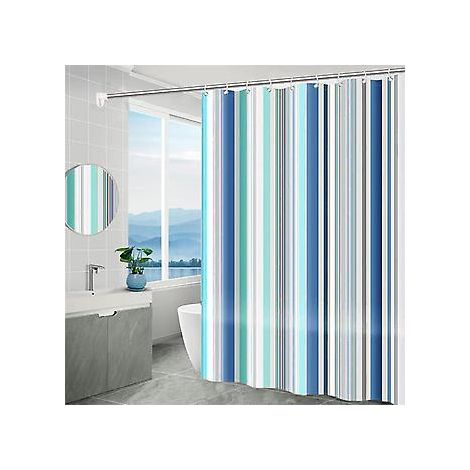 Duschvorhang – 180 x 200 cm – romantische Streifen – Polyester – farbig – mit Haken – schimmelresistent – wasserdicht – Badezimmerdekoration
