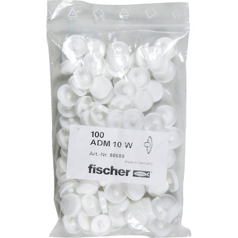 Fischer 100x Tappo di copertura ADM 10 W bianco - 088688