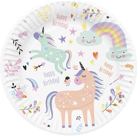 Vaisselle Assiette Papier Ø 23cm 8 pièces Unicorns
