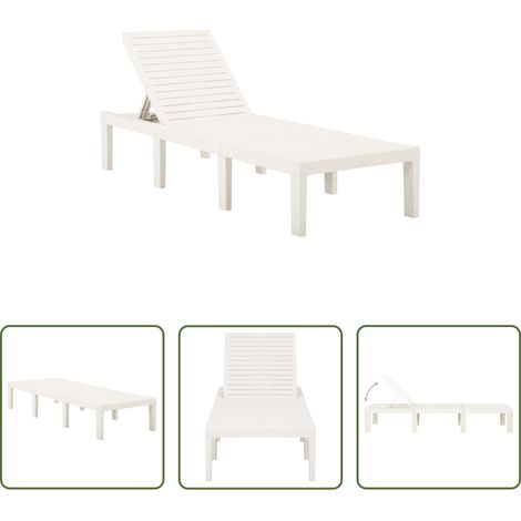 Chaise longue jardin -  Chaise longue plastique blanc (1/5)