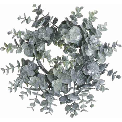Medium Frosted Eucalyptus Candle Wreath - Plastic - L8 x W28 x H28 cm