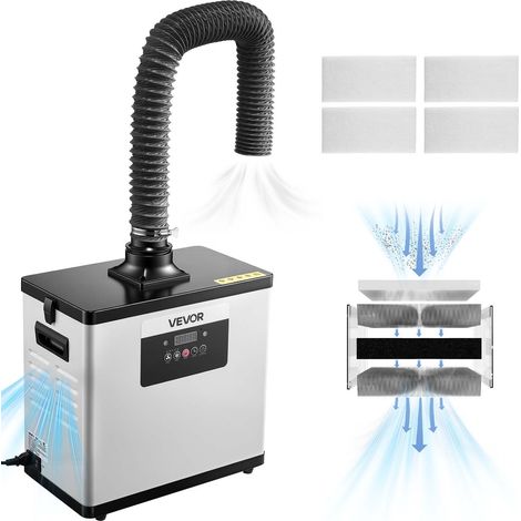 Extracteur de Fumée de Soudure 145 W Absorbeur de Fumée de Soudage Débit d'Air 510 m³/h pour Gravure Laser, Impression 3D, avec Filtration 3 en 1, Moteur sans Balais, 10 Vitesses, Télécommande (1/5)