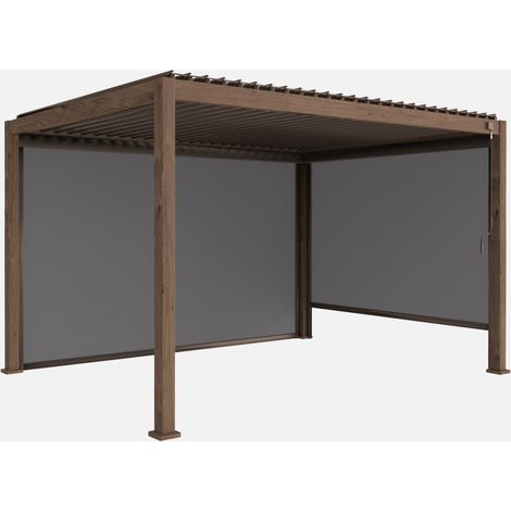 Pergola bioclimatica 3x4m in alluminio + tenda da 3m + tenda da 4m