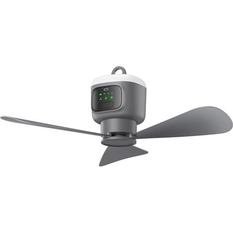 Ventilateur solaire de 18 pouces, ventilateur de plafond extérieur portable de 12 000 mAh avec télécommande et crochet, ventilateur avec éclairage à piles facile à utiliser. (1/5)
