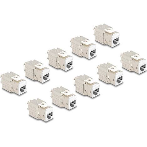 Delock keystone modulo rj45 hembra a lsa cat.6a blanco set 10 piezas (1/4)