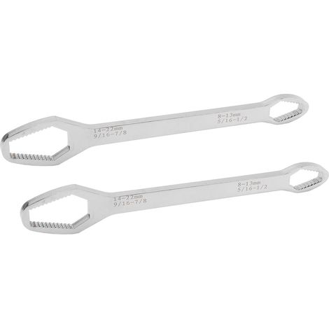 Clé à molette double extrémité auto-serrante universelle 260mm en acier allié poli galvanisé, lot de 2 outils multifonctions pour maintenance et bricolage. (1/5)