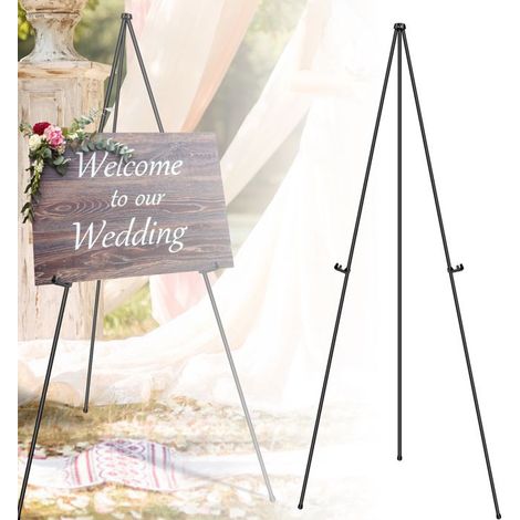 Supporto per Segno di Cavalletto in Metallo d'Arte con Sacchetto-Cavalletto di Esposizione Istantanea Pieghevole Portatile per Matrimonio
