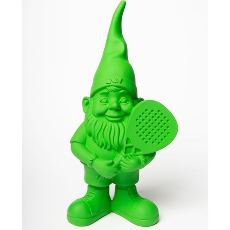 Figurina decorativa - BLOGO DESIGN - Pachito - Verde - 29 cm - Nano da giardino giocatore di padel