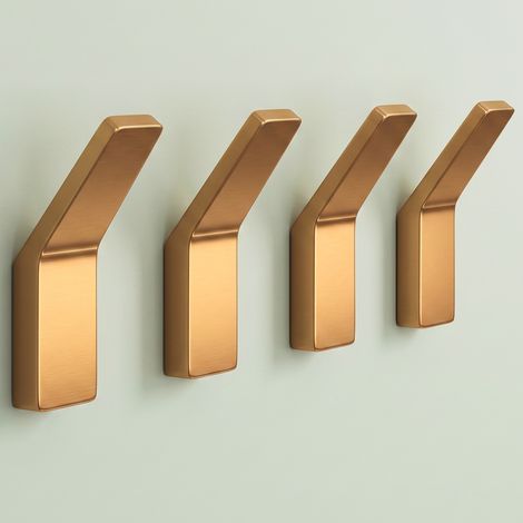 Mai & Mai Kleiderhaken Garderobenhaken 4 Stück in Gebürstetes Roségold, Wandhaken zum Bohren oder Kleben für Schlafzimmer, Badezimmer, Kleiderschrank, Wohnzimmer Stalo-13