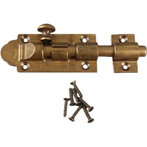 Verrou à barillet en laiton haute dureté antirouille, style antique, pour porte coulissante, fenêtre, placard et meubles. (1/5)