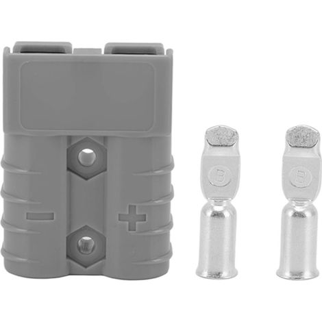Doppelpoliger Stecker 50A 600V Hochstrom-Ladestecker Netzteilanschluss für Solarpanel-Doppelbatteriesystem (Grau).