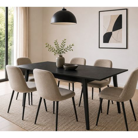 Table de salle à manger extensible noire 180cm DIMITRI (1/4)