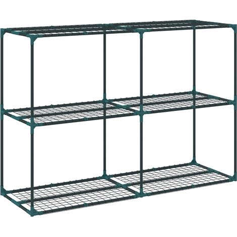 Support plantes 3 niveaux 100 cm acier vert foncé, étagère fleurs multi niveaux jardin balcon (1/5)