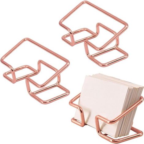 Porte-cartes de visite en 3 parties - Porte-cartes de visite - Étagère de rangement - Étagère de rangement en métal - Porte-cartes de visite de bureau - Étagère - Organisation de bureau - Or rose (1/5)