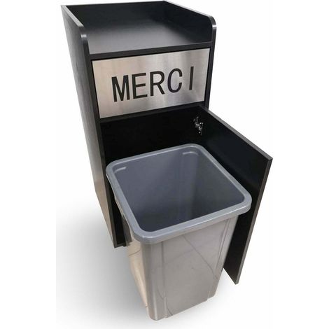 Poubelle snack merci noir avec bac plastique 110L