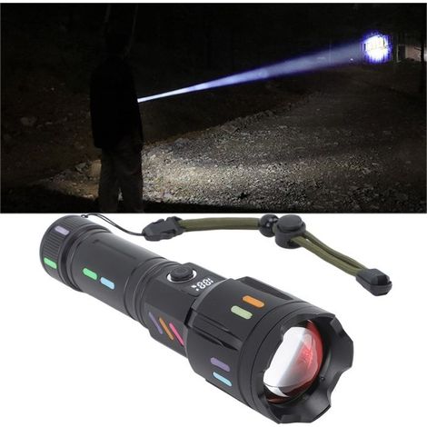 BelleRise - Lampe torche laser blanche zoomable – F351 – éclairage longue portée avec indicateur batterie– 18,5 cm (1/5)