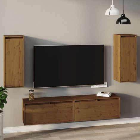 vidaXL Pensili 2 pz Marrone Ambra 30x30x80cm in Legno Massello di