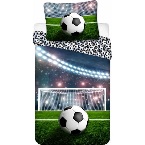 Parure de lit football avec taie d'oreiller 80 x 80 cm et housse de couette 135 x 200 cm 100 % coton (1/5)
