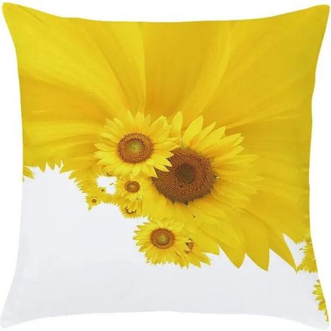 Fundas de almohada decorativas de algodón y lino para sofá, estampado de pintura al óleo de girasoles, fundas de cojín para sala de estar.