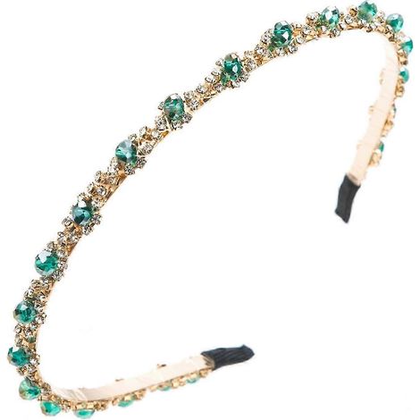 Bandeau pour femme avec perles de faux cristal, élastique et antidérapant, léger et fin.-Green (1/5)