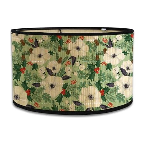 Abat-jour en bambou pour lampes de chevet en bois - motif floral - diamètre : 30 cm - convient aux chambres et à la décoration intérieure. (1/5)
