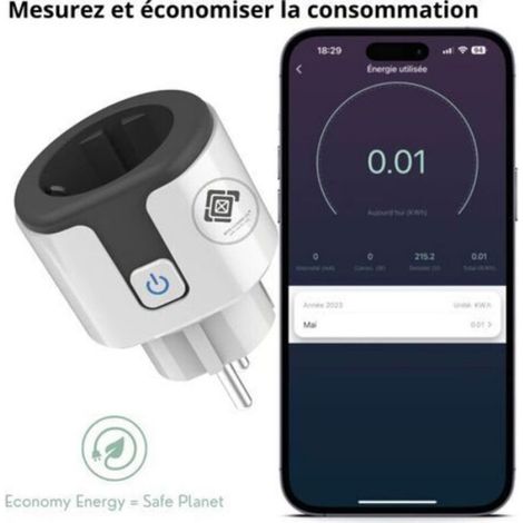 Prise connectée WiFi 20A – Compatible Alexa et Google Home – Programmable avec mesure de consommation d'énergie (1/4)
