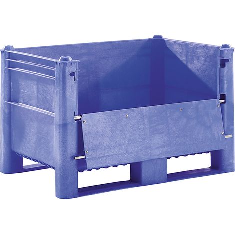Conteneur grand format en polyéthylène - capacité 500 l - modèle à 2 semelles, 1 volet latéral