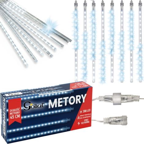 Luci LED a forma di ghiaccioli con effetto pioggia di meteore, neve che cade, 45 cm, bianco freddo (1/5)