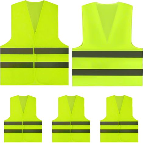 Gilet de Sécurité Haute Visibilité 5 Pièces, Haute Visibilité 360° avec Bandes Réfléchissantes, Gilets Réfléchissants Unisexes Jaunes, Légers et Respirants pour Conducteurs et Travailleurs (1/5)
