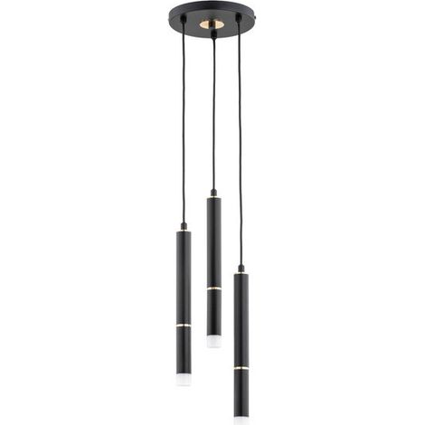 Lampada a sospensione moderna Alfa Derso 3 luci nero/oro