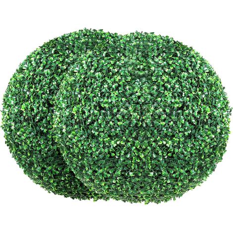 Arbres Topiaires Artificiels en Boule de 16 pouces (2 pièces), Plantes Décoratives Vertes Toute l'année pour Jardin (1/5)