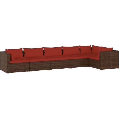 Salon de jardin 6 pcs Contemporain, Ensemble repas de jardin, avec coussins Résine tressée Marron OIB1269E (1/5)