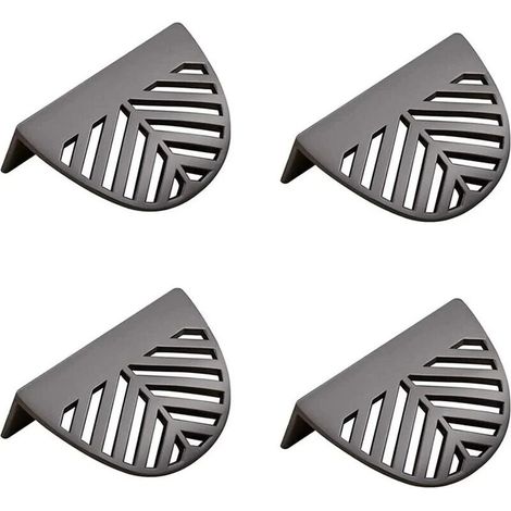 royaluxe - 4pcs Forme des Feuilles Cabinet Pulls Laiton Doré Poignées De Meubles De Cuisine Porte De Cuivre Tirettes De Tiroir-Noir (1/3)