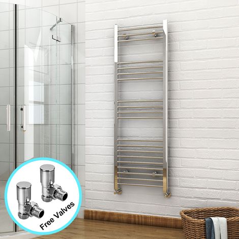 ELEGANT 1500 x 500mm Chrome Heated Towel Rail Designer Bathroom Radiator + Angled Radiator Valves (1/5)