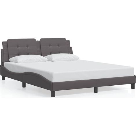 Maison Exclusive - Cadre de lit sans matelas Zadar gris 160x200 cm similicuir (1/5)