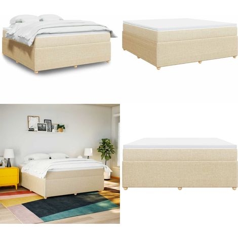 vidaXL Boxspringbett mit Matratze Creme 180x200 cm Stoff (1/5)