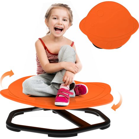 AIYAPLAY Planet-Shaped Kids Swivel Chair, Sensory Spinning Chair, Orange (1/5)