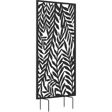 Panneau Brise Vue - Outsunny - Claustra Décoratif Jardin à motif découpé en feuilles - Cadre en Métal - 130 x 65 cm - Noir (1/5)