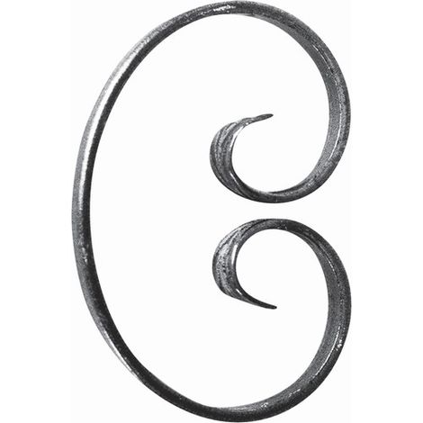Volute en C fermé finition queue de carpe - Hauteur 150mm Largeur110mm plat de 16x6mm - Fer forgé - À souder - DECO FER FORGE