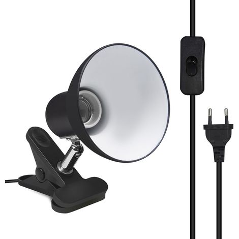 E27 Clamp Lamp with European Plug and Switch, 270 Degree Rotation Edison Screw Socket Holder, Desk Lamp Holder, AC 85-265V (Black - Without Bulb) (1/5)