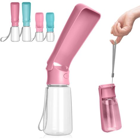 Gourde Pliable pour Chien, Idéale pour les Voyages - Gourde Portable de 550 ml pour Chiens et Chats, Parfaite pour les Promenades, la Randonnée et les Voyages (Rose) (1/5)
