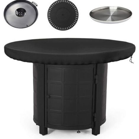 Round Fire Pit Cover, Fire Plate Protective Cover, Waterproof and Dustproof 420D Fabric UV Resistance Barbecue Protective Cover (80cm) (1/5)