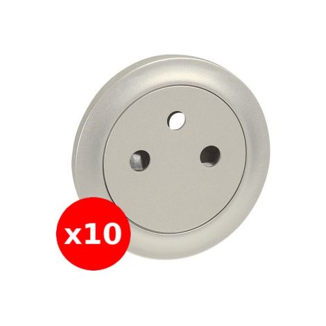 Legrand - Cu00e9liane - LOT de 10 Enjoliveurs PC 2P+T Titane - Affleurant - Surface - Ru00e9f. : 068411x10 (1/2)