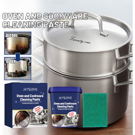 Stainless steel cleaning paste for kitchen utensils, pot bottoms, black stains, rust, polishing and renewing cleaning paste -- 100g + scouring pad (1/5)