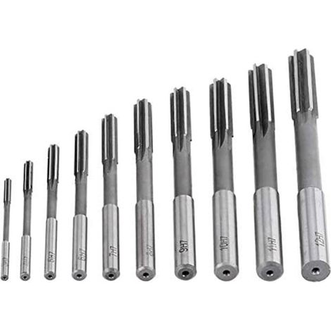 10 Pcs Alésoirs de Machine, outil d'alésage, Alésoir Machine de Coupe 3/4/5/6/7/8/9/10/11/12mm, Alésoirs de fraisage pour l'usinage de Perçages, Alésoir de Fraisage HSS H7 à Rainure Droite